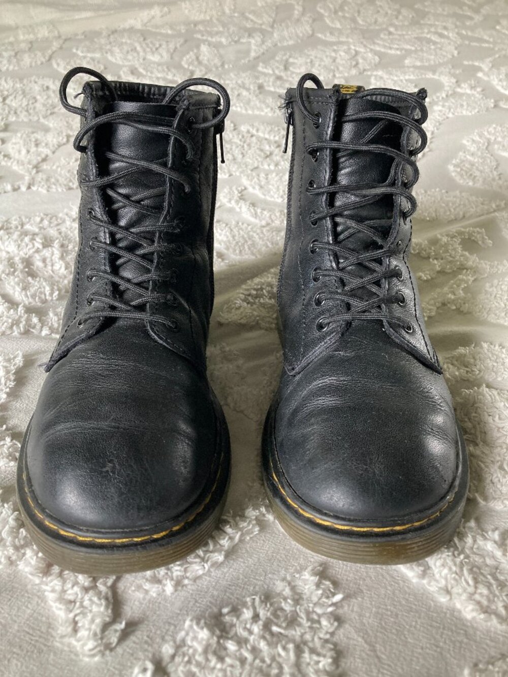 Dr. Marten Junior Softy Leather Lace Up Boots, size 4